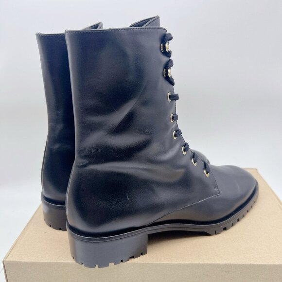 Stuart Weitzman Laine Leather Combat Lace Up Boots Black US 10 EU 40.5 NEW - Picture 7 of 13
